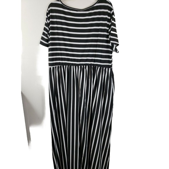 Nemidor Midi Dress Black white Striped 24W Stretch pockets NEW - Picture 7 of 9